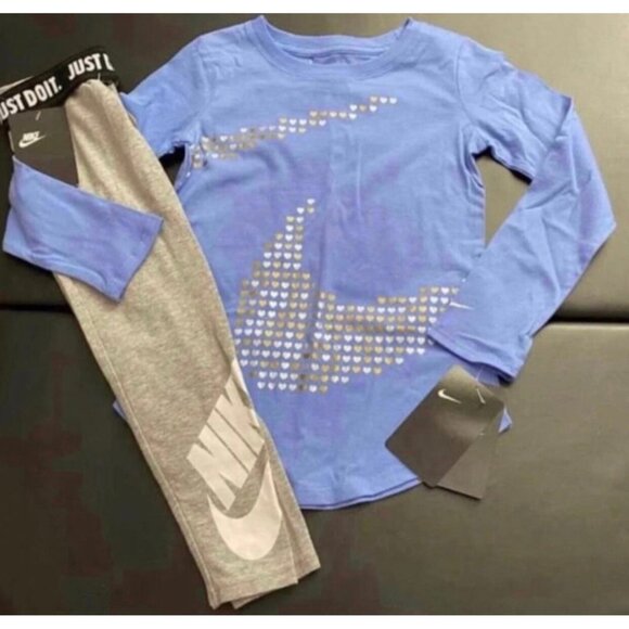 NWT Nike Leggings & Metallic Long SleeveTunic Set Girls Size 5
